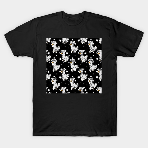 Quack Angry Duck Star Pattern T-Shirt by saradaboru